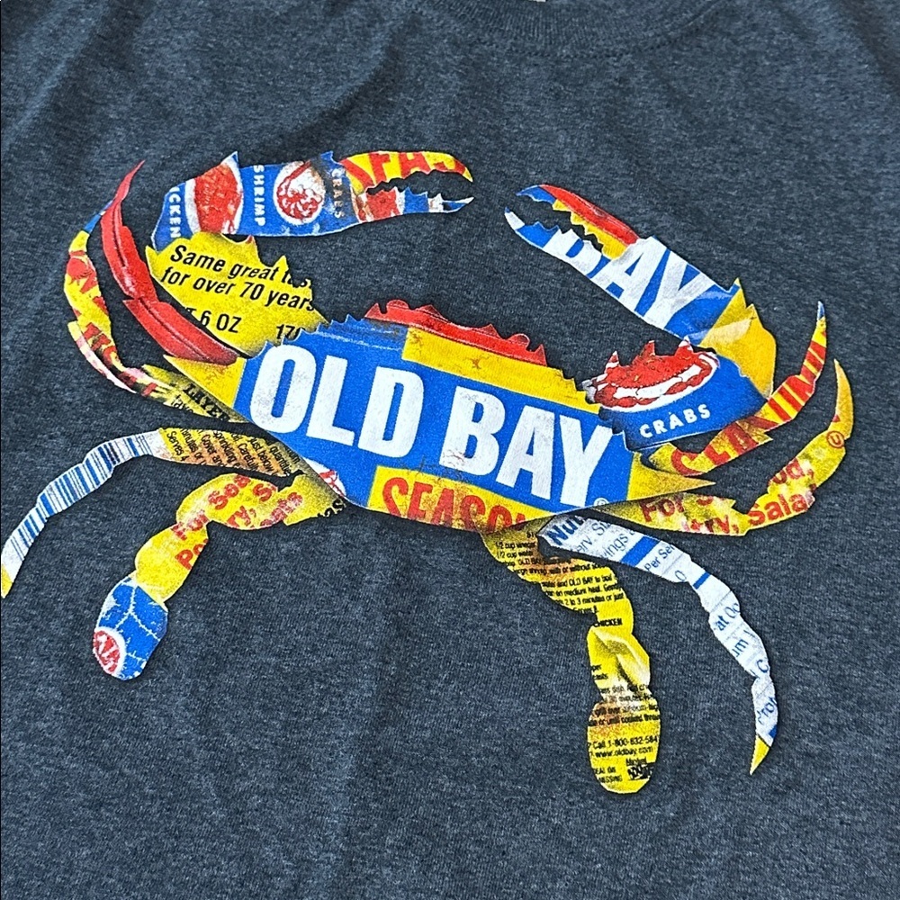 Old Bay Seasoning Unisex Charcoal Crab Graphic Tee, Small - Picture 4 of 5